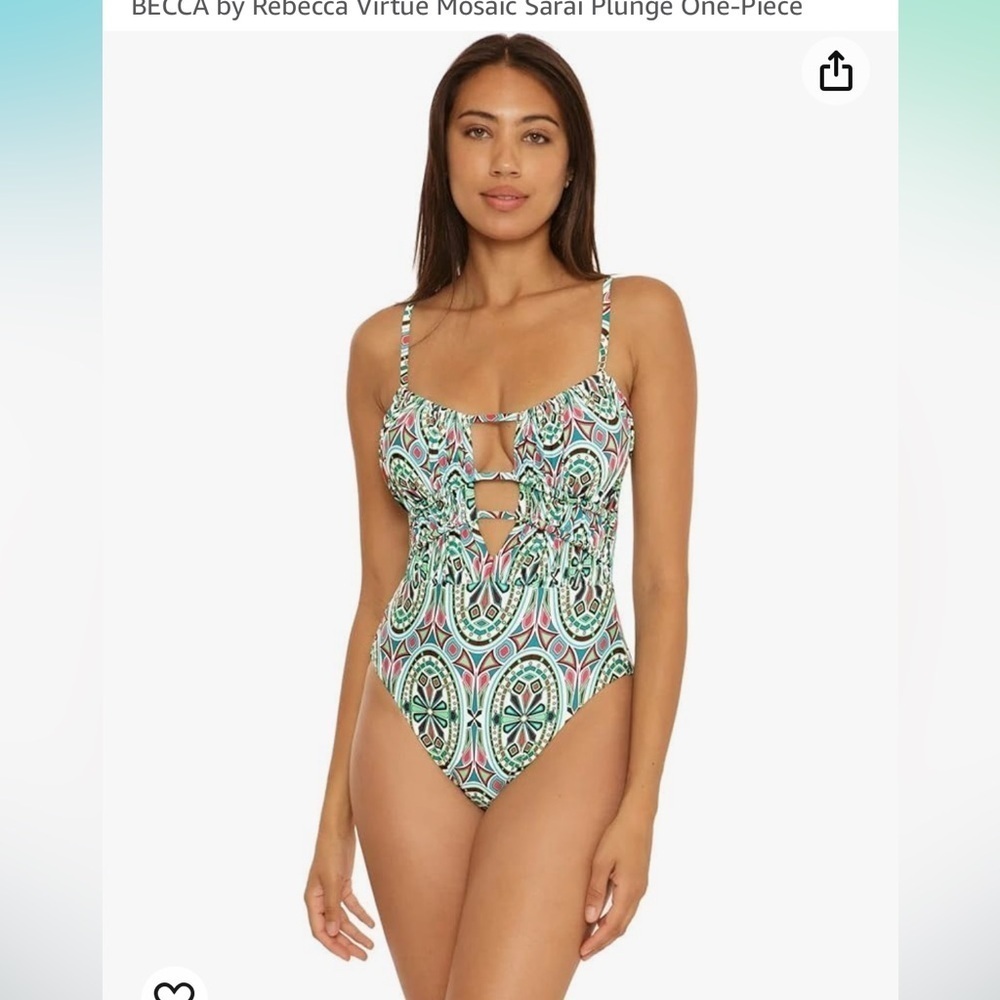 BECCA by Rebecca Virtue Mosaic Sarai Plunge One-Piece NWT